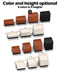 Variety of adjustable heavy duty furniture risers in brown, apricot, and black, showcasing different sizes and shapes.