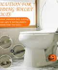 Top Notch Halloween Bathroom Glow Up Dope Ghost Pumpkin Toilet Seat Bolt Cover Cap Set Two Piece in a bathroom with a white toilet.