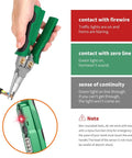 Heavy Duty 18 In 1 Wire Stripper Tool With Voltage Tester And Crimper All In One Cable Cutter Lineman Pliers held showing tester