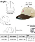 Diagram of Cruise Ready Trucker Hat For Women And Men Unisex Sports Cap with mesh top and size measurements displayed.
