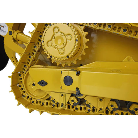 Close-up of the tracks and metal construction of Scale 1 To 14 DXR2 Metal RC Hydraulic Bulldozer With Realistic Sound Module