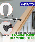 KARRYTON 4-pack 12in F-clamps with 3in throat; drop-forged steel, nickel-plated bars for wood/metal DIY