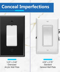 Reflective Mirror Glass Light Switch Cover For Oversized 3-Gang Plexiglass Wall Plate In Silver Mirror Finish shown with standard size comparison