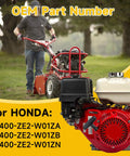 GX270 Pull Start Recoil Starter Assembly for Honda engine on lawn mower, OEM part number display