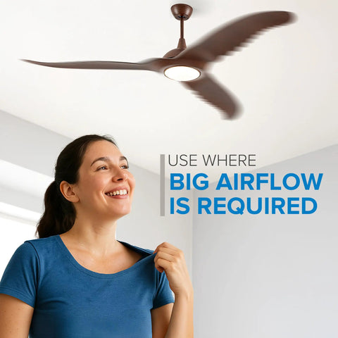 Sleek Eighty Four Inch High Velocity Ceiling Fan With Hardcore One Hundred Watt Motor And Three Patented Blades Serving Killer Chill for large spaces.