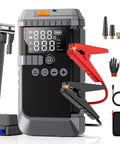 Portable Jump Starter With Air Compressor 6000A Peak 12V Jump Box 160 PSI Tire Inflator LED Display with cables and accessories