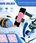 Kids Microscope Kit With 40X To 2000X Magnification, 3 Eyepieces, LED Illumination, phone adapter installed with slide view