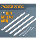 17-inch HDPE miter bar set with screws, part of Table Saw Crosscut Sled Kit With Blade Guard, Aluminum Miter Bar, Miter Slot Stop
