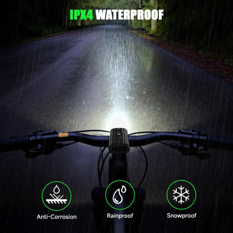 Ridiculously Bright 3000 Lumens Bike Light Set With USB C Rechargeable 5000mAh Front Headlight And Rear Tail Light For Night Riding On Road And Mountain Bikes