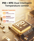 PID + NTC chip on circuit board, illustrating temperature control modes for 58mm Dual Boiler Espresso Machine Workhorse With Quick Milk Frothing PID NTC Temp Control 20 Bar ULKA Pump Stainless Steel Semi Automatic Coffee Maker For Home Baristas And Coffee Lovers Gift.