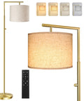 Dope Dimmable Floor Lamp With Remote Control, 4 Color Temperature Lighting, tall gold standing lamp with beige shade, LED bulb