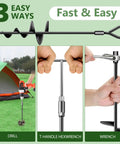 Rock Solid Legit Heavy Duty 18 Inch Ground Anchors Screw In Earth Stakes With T Handle Wrench for easy drilling and securing.
