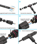 Heavy Duty M23 Three Way T Shape Junction Box With Tank Ready IP68 Waterproof Seal installation guide steps for cable connection.
