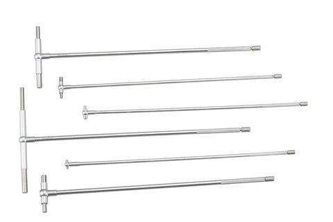 Dasqua 6-piece T-bore hole gauge set; stainless steel telescoping bore gauges, 5/16"–6" range