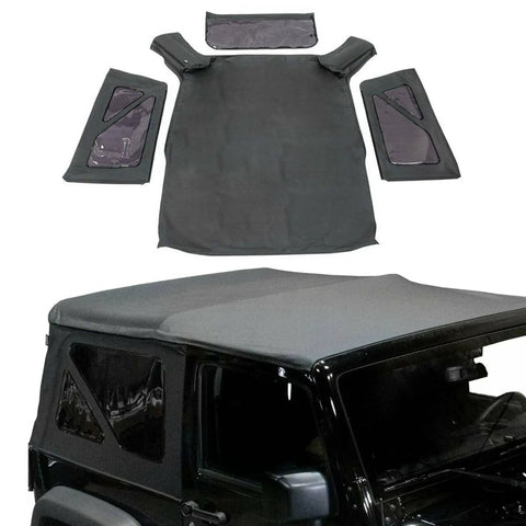 Replacement Soft Top Kit For 2010 2017 Jeep Wrangler 2 Door With Tinted Rear Windows Black Diamond Fabric Includes All Three Windows Side And Rear Window Zip Closure EZ Install For JK Wranglers