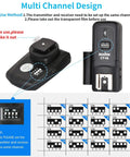 CT-16 Wireless Radio Flash Trigger Kit multi-channel design for Canon Nikon Pentax DSLRs, 433MHz transmitter and receiver