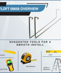 Add-On Storage Rack Accessory For HyLoft 625 And 651 Systems, Hammertone Steel, 2-Pack image showing installation tools