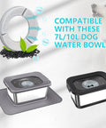 Stainless Steel Dog Water Bowl Filter Kit With 5 Replacement Filters For 7L And 10L Square Bowls Keeps Water Fresh Longer