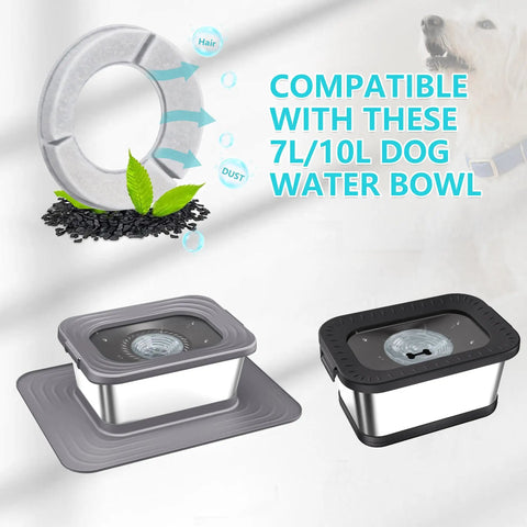 Stainless Steel Dog Water Bowl Filter Kit With 5 Replacement Filters For 7L And 10L Square Bowls Keeps Water Fresh Longer