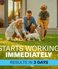 Family playing with puppy on lawn, highlighting Fire Ant Killer Dust That Kills The Queen And Destroys The Mounds For Outdoor Use With Low Odor