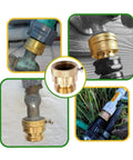 2 Pack Brass 3/4 Inch GHT Hose Bibb Connector Backflow Preventer Vacuum Breaker With Break Off Screw installed on pipes