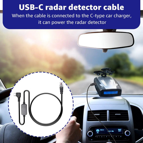 USB C To RJ11 Power Cord For Radar Detectors And Car Chargers 3.3 Foot Cable With PD 3.0 And 2.0 Support in car setup