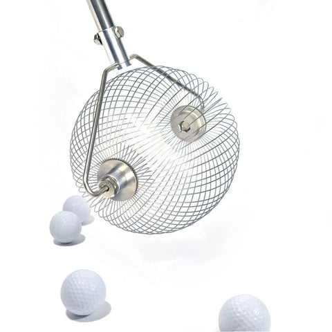 Extendable Forty Eight Point Five Inch Golf Ball Collector And Table Tennis Ball Retriever picking up golf balls