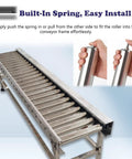 Hella Tough Galvanized Steel Gravity Conveyor Rollers in stainless steel, easy install with built-in spring for warehouse use.