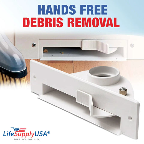 Central Vacuum Automatic Dust Pan Attachment with On Off Switch Kickplate, white, universal inlet valve, fits major brands