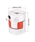 Go To Flexible Jaw Coupling Shaft Joint For Servo Motors, 6mm To 12mm Bore, L31xD25, shown with size dimensions.