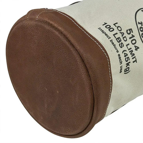 12 Inch Canvas Utility Bucket with Leather Bottom and Reinforced Leather Rim Natural Color with Multicolor Trim