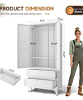 Built To Last Steel Armoire Wardrobe Closet With Doors Shelves And Hanging Rod 18 Inch Deep Metal Closet With Two Drawers Moisture Proof