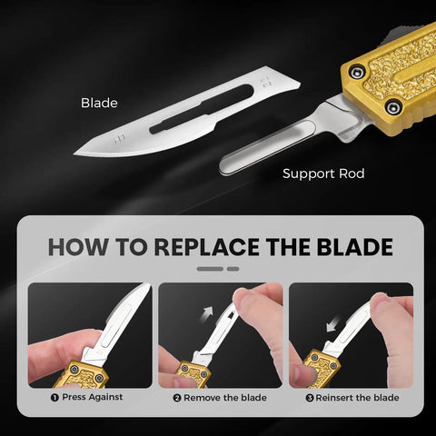 Heavy-Duty All-Metal Utility Knife, Folding Box Cutter With Manual Thumb Control, safe blade replacement tutorial with stainless steel blade.
