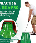 Man using Premium Indoor Golf Putting Mat With Auto Ball Return For Home Office And Outdoors, Realistic Rolling Speed, No Hump Rubber