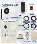 12V 9500BTU Mini Split Truck Air Conditioner package contents including accessories and manual