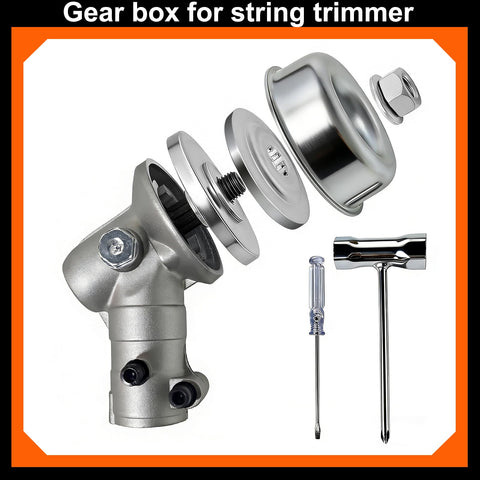 Gearbox Assembly Replacement For Husqvarna 128LD 125LDX 129R 124R 125R 128L 129LK 128R And Poulan BC2126 Weed Eater With 25.4mm Shaft Square Drive 10-Tooth Bevel Gear Head M10x1.25 LH Nut