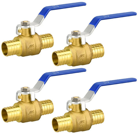 4 Pack 1 Inch PEX Brass Full Port Ball Valves For Water And Heating Circulation No Lead Certified Brass Shut Off Valves Easy Install