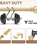 Gold Curtain Rod For Windows 28 To 48 Inch Five Eighths Inch Diameter Heavy Duty Splicing Adjustable Rod with brackets detail