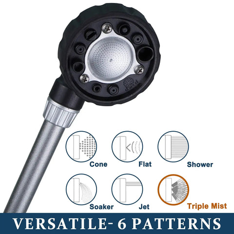 Lightweight Watering Wand With 6 Spray Modes For Hanging Baskets And Windows showing nozzle options