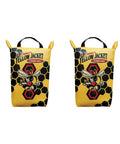 Yellow Jacket Rugged Weather Resistant Archery Discharge Target Bag Two Pack for crossbow and compound bow with carry handle.