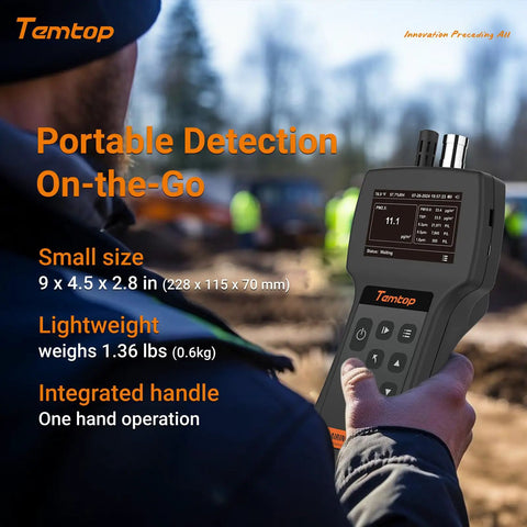 Top Notch Handheld Particle Counter Featuring Pm1 Pm25 Pm10 Air Quality Monitoring And Iso Certified Aerosol Detection Bringing Spot On Accuracy To Cleanrooms Labs And Medical Facilities Daily, compact and lightweight design in use.