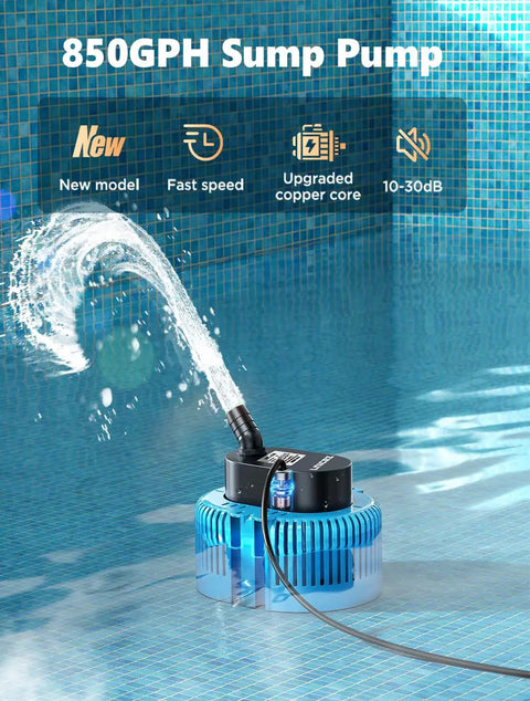 Pool Cover Pump 850GPH Submersible Water Pump For Pool Draining And Pond Use, budget friendly high output at 75W in action