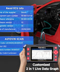 NT604 OBD2 Scanner Diagnostic Tool With ABS SRS Engine And Transmission Diagnostics screen showing live data graph in car