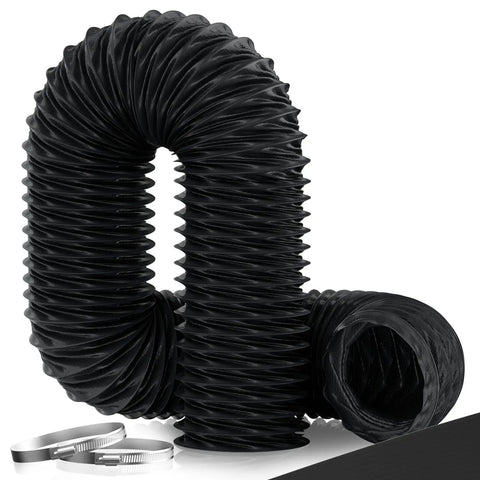 Beefy Heavy Duty Nylon Duct Hose 3 Inch By 16 Foot Flexible Venting For Diesel Heaters And More Built To Take Heat, black, coiled view.