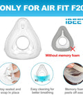 Replacement Cushion For F20 Medium Full Face Mask Snug Leak Proof Fit That Seals Comfortably All Night Helps Dry Mouth And Brain Fog No Memory Foam Durable Comfort Shield US Patent Protected shown with features and benefits.