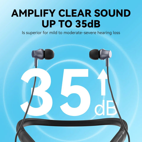 Rechargeable Bluetooth Hearing Aids For Seniors Neckband Earphones Hands Free 2 In 1 Hearing Amplifier For Elderly