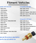 Drop In Coolant Temperature Sensor ECT For Chevy GMC Buick Cadillac Pontiac, Easy Install Direct Fit Replacement, OE Numbers 213-928, 15326386, 12146312, 25036979, TS10075, 5S1018 for GM vehicle fitment chart
