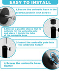 Installation steps for Heavy Duty Umbrella Pole Replacement Mount For Metal Deck Outdoor Holder with Universal Tube Bracket.