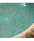 Inside view of USZWBY Modern Round Vessel Vanity Sink Above Counter Basin ceramic with speckled turquoise finish.