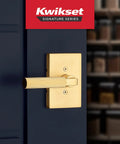 Reeded Dummy Door Lever for Closets and French Double Doors Satin Brass No Latch Non Turning Interior Push Pull Handle Single Sided Inactive Reversible Design for Pantry and Interior Doors Easy Fit No Fuss on navy door